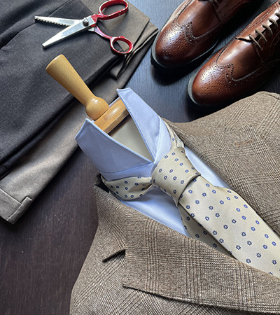 Blazer Bristol mano Cashmere Principe di Galles Tabacco