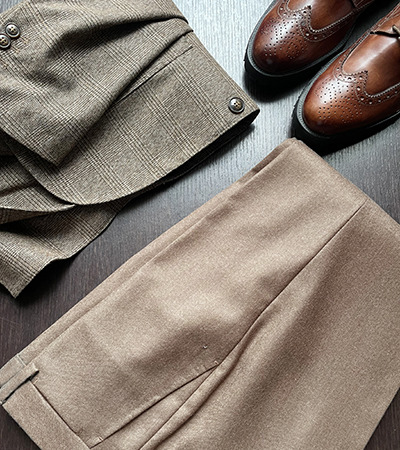 Pantalone Pura Lana Flanella Cammello