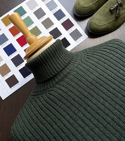 Dolcevita Bonatti in Pura Lana a costa piatta Verde Bosco