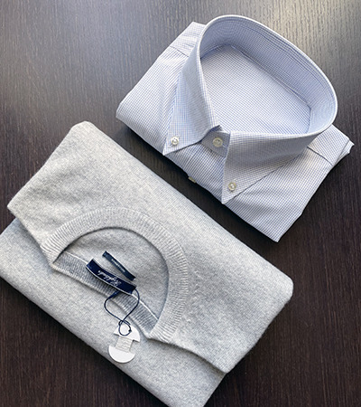 Girocollo in Cashmere e lana Grigio Chiaro