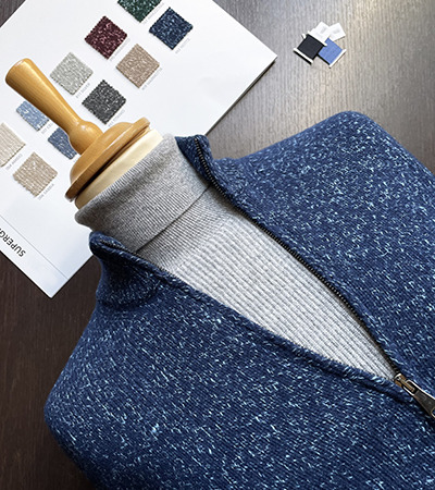 Full Zip in Lana Super Geelong e Seta Mulberry