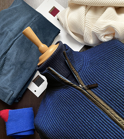 Giubbino Pura Lana maglia Inglese con zip lunga Blu Navy