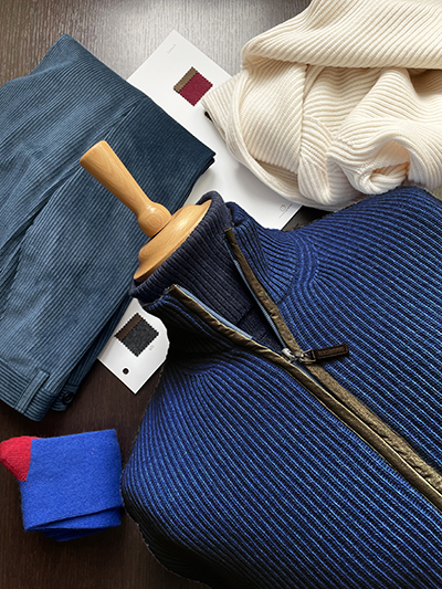 Giubbino Pura Lana maglia Inglese con zip lunga Blu Navy