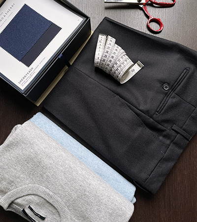 Pantalone Pura Lana Flanella Blu Notte