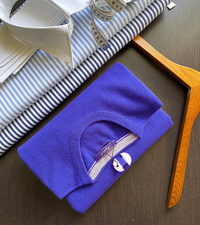 Girocollo in Cashmere e Lana Ceruleo