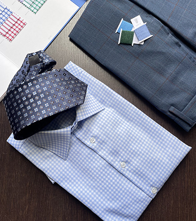 Camicia su misura Twill a Quadri Natural Stretch