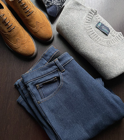 Jeans invernale in Denim elasticizzato foderato in Pile