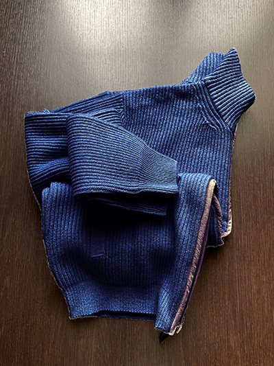 Giubbino Pura Lana maglia Inglese con zip lunga Blu Navy - immagine 3