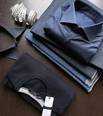 Girocollo in Cashmere e Lana Blu Notte