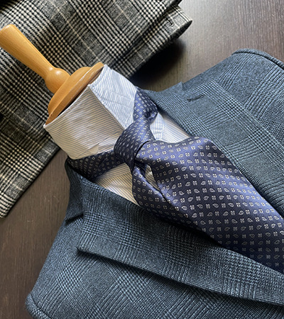 Blazer mano Cashmere Principe di Galles Blu Melange