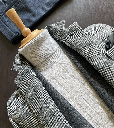 Cappotto Principe di Galles Grigio Melange