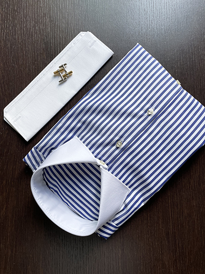 Camicia su misura Popeline 5 mm Blu Navy - immagine 3