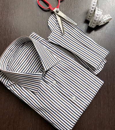 Camicia su misura Popeline 120 Riga Blu Notte e Moro