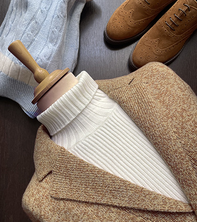 Giacca in Lana Mouliné Beige