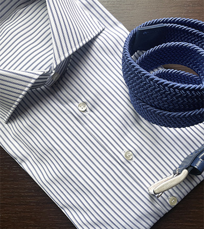 Camicia su misura Popeline 120 Microriga Blu Notte