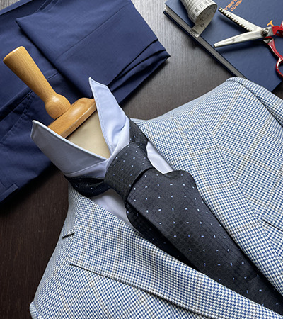 Blazer Pied de Poule in Lana e Cotone