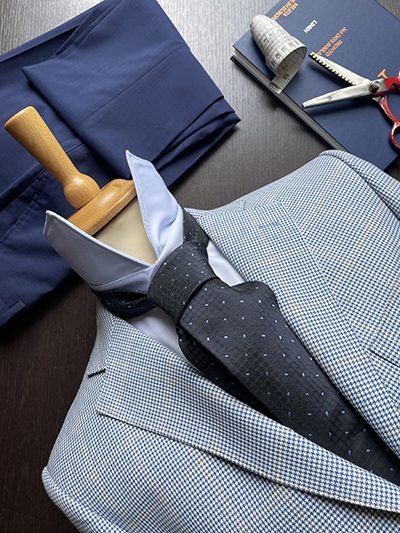 Blazer Pied de Poule in Lana e Cotone