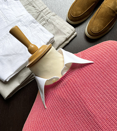 Girocollo in Lino e Cotone punto Pannocchia Corallo