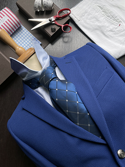 Blazer Panama elasticizzato Blu Royal