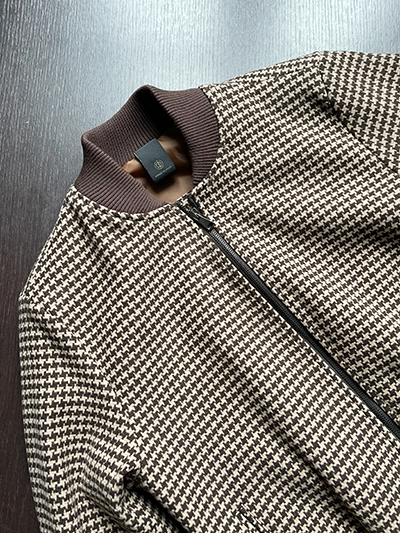 Bomber elsticizzato Pied de Poule Beige e Moro - immagine 3