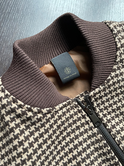 Bomber elsticizzato Pied de Poule Beige e Moro - immagine 7