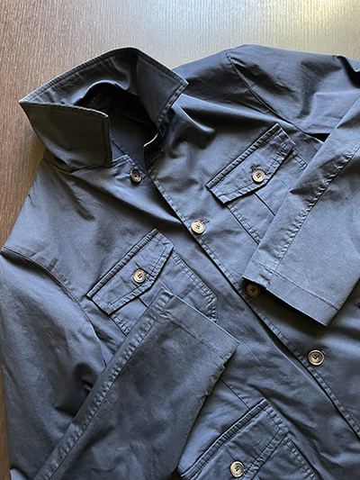 Giacca Sahariana in Cotone Blu Navy - immagine 2