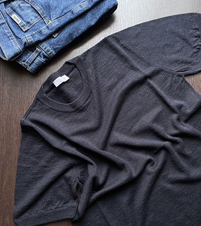 Girocollo a manica corta in Lino e Cotone