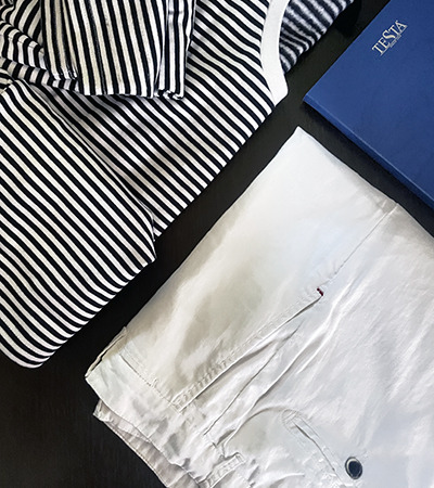 Girocollo Royal Marine & Pantalone in Lino Bianco