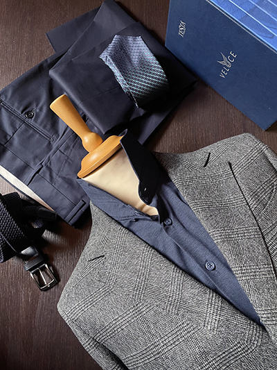 Blazer Jersey elasticizzato Principe di Galles Grigio