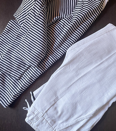 Pantalone Riviera in Tela misto Lino Bianco
