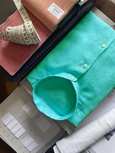 Camicia su misura Puro Lino Zephyr Verdeacqua
