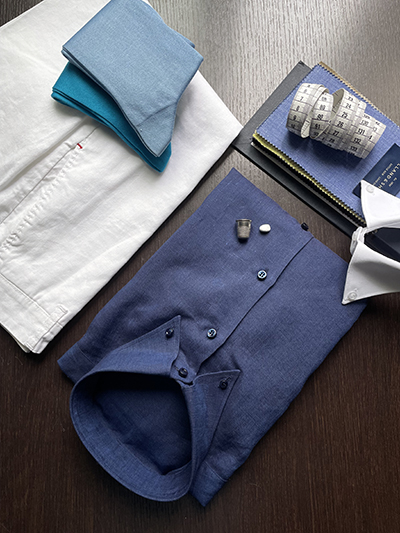 Camicia su misura Puro Lino Zephyr Blu Notte
