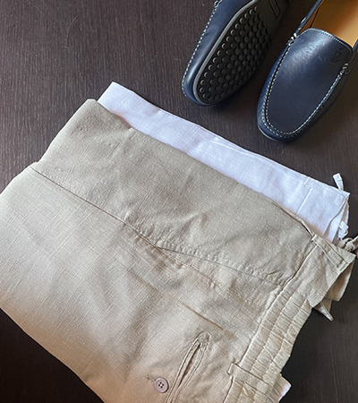 Pantalone Riviera in Tela misto Lino Beige