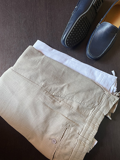 Pantalone Riviera in Tela misto Lino Beige