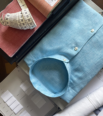Camicia su misura Puro Lino Zephyr Acquamarina