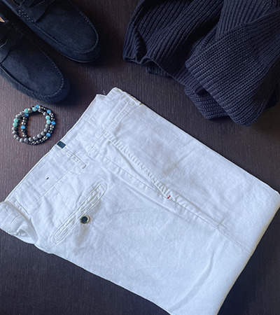 Pantalone Cotone & Lino Bianco