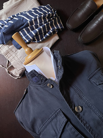 Sahariana in Cotone Blu Navy