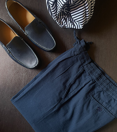 Pantalone Riviera in Tela misto Lino Blu Notte