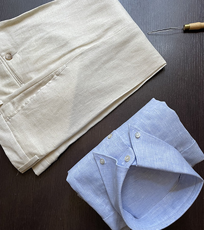 Camicia su misura Puro Lino Zephyr Cielo