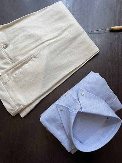 Camicia su misura Puro Lino Zephyr Cielo