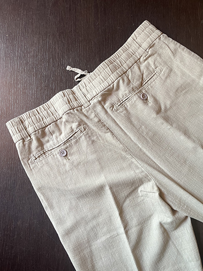 Pantalone Riviera in Tela misto Lino Beige - immagine 5