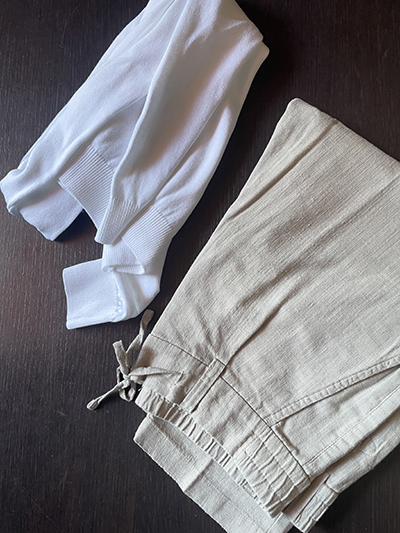 Pantalone Riviera in Tela misto Lino Beige - immagine 2