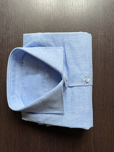 Camicia su misura Puro Lino Zephyr Microtrama Celeste - immagine 4