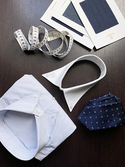 Camicia su misura Puro Cotone Popeline Microquadro Blu Navy