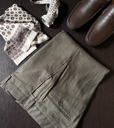 Pantalone misto Lino Muschio