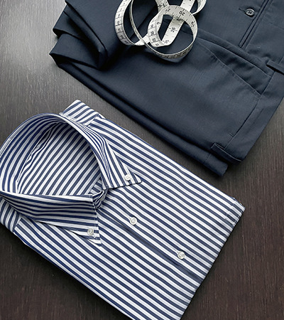 Camicia su misura Popeline Topazio a Righe