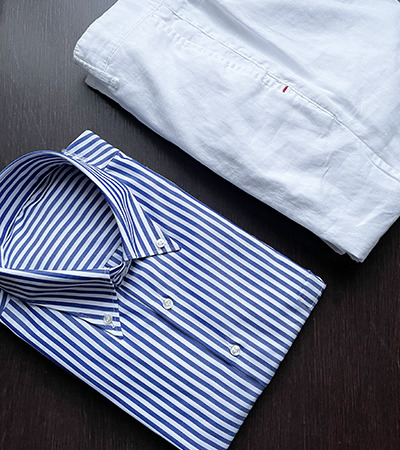 Camicia su misura Puro Cotone Popeline Riga Blu Navy