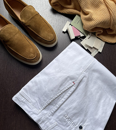 Pantalone Cotone Panama Bianco