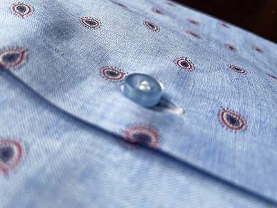 Camicia su misura Lino e Cotone stampa Cashmere Celeste - immagine 2