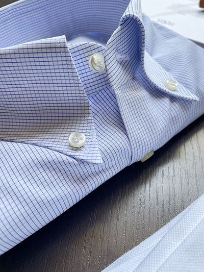 Camicia su misura Puro Cotone Popeline Microquadro Blu Navy - immagine 3